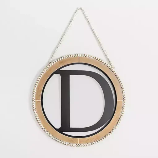 Kirklands Home Monogram Wall Decor|Whitewash Bead Trim Monogram D Plaque