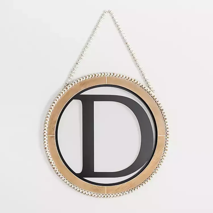 Kirklands Home Monogram Wall Decor|Whitewash Bead Trim Monogram D Plaque