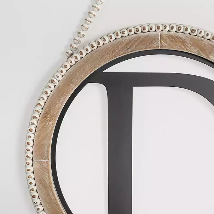 Kirklands Home Monogram Wall Decor|Whitewash Bead Trim Monogram D Plaque