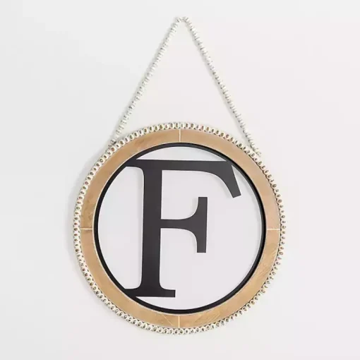 Kirklands Home Monogram Wall Decor|Whitewash Bead Trim Monogram F Plaque
