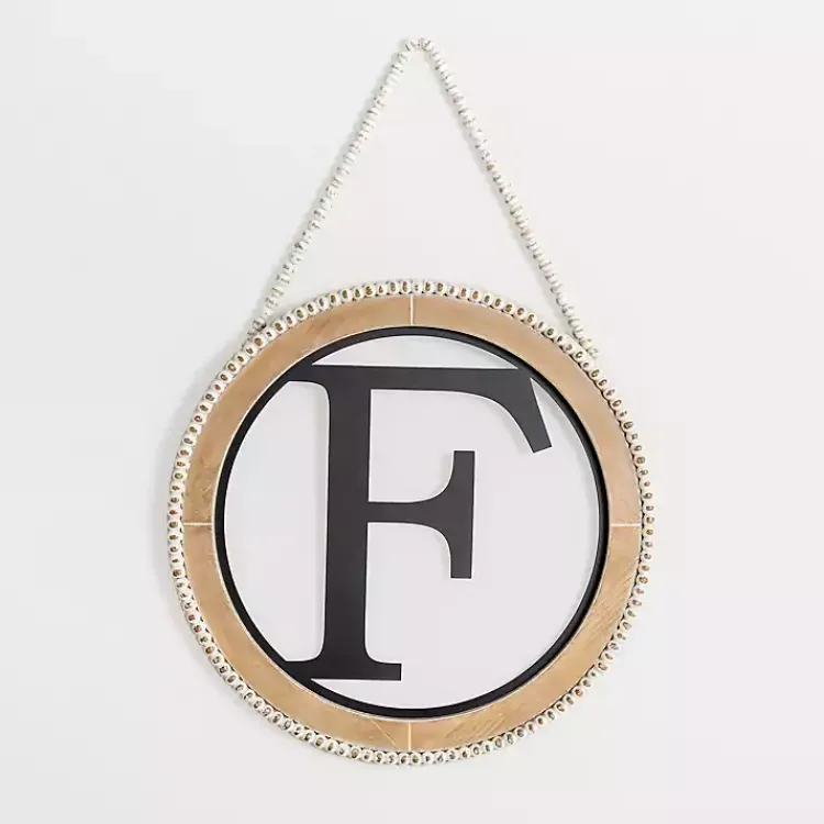 Kirklands Home Monogram Wall Decor|Whitewash Bead Trim Monogram F Plaque