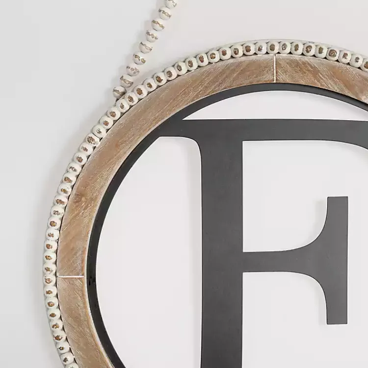 Kirklands Home Monogram Wall Decor|Whitewash Bead Trim Monogram F Plaque