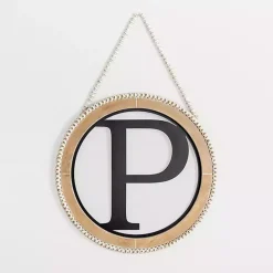 Kirklands Home Monogram Wall Decor|Whitewash Bead Trim Monogram P Plaque