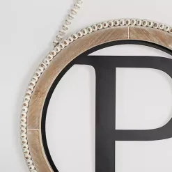Kirklands Home Monogram Wall Decor|Whitewash Bead Trim Monogram P Plaque
