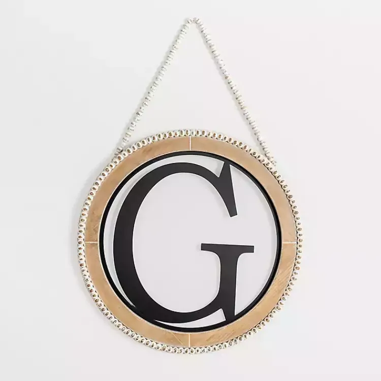 Kirklands Home Monogram Wall Decor|Whitewash Bead Trim Monogram G Plaque