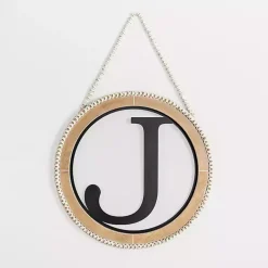 Kirklands Home Monogram Wall Decor|Whitewash Bead Trim Monogram J Plaque