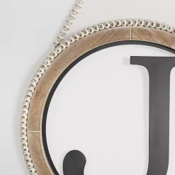 Kirklands Home Monogram Wall Decor|Whitewash Bead Trim Monogram J Plaque