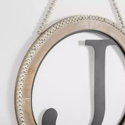Kirklands Home Monogram Wall Decor|Whitewash Bead Trim Monogram J Plaque