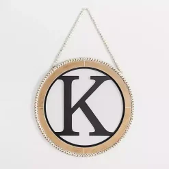 Kirklands Home Monogram Wall Decor|Whitewash Bead Trim Monogram K Plaque