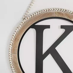 Kirklands Home Monogram Wall Decor|Whitewash Bead Trim Monogram K Plaque