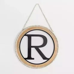 Kirklands Home Monogram Wall Decor|Whitewash Bead Trim Monogram R Plaque