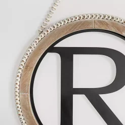 Kirklands Home Monogram Wall Decor|Whitewash Bead Trim Monogram R Plaque