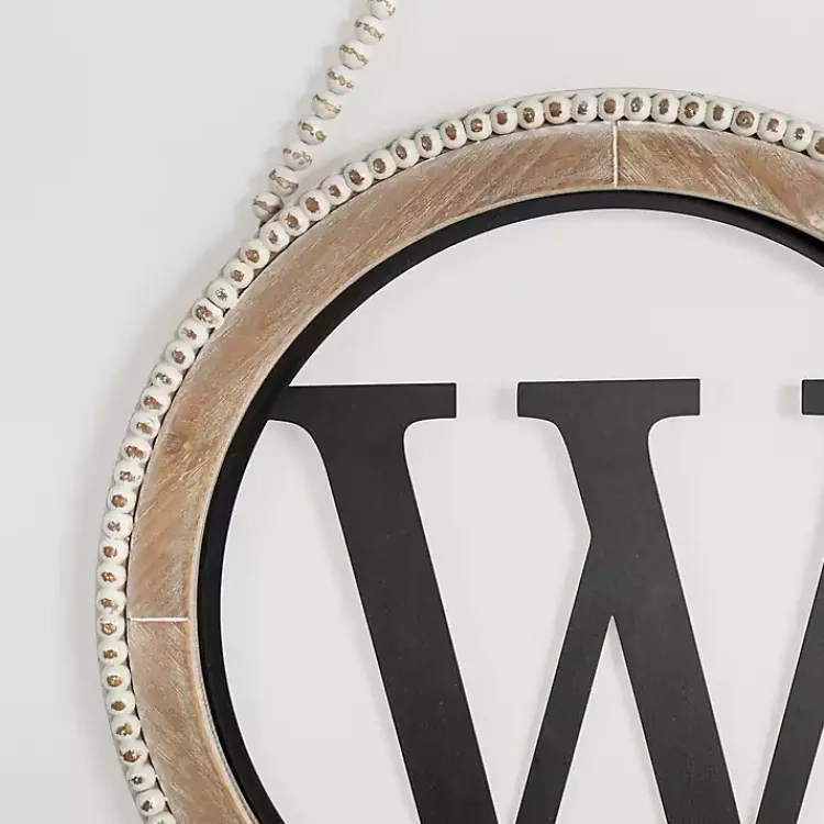 Kirklands Home Monogram Wall Decor|Whitewash Bead Trim Monogram W Plaque