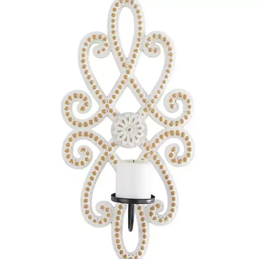 Hot Whitewash Beaded Scroll Sconce Sconces