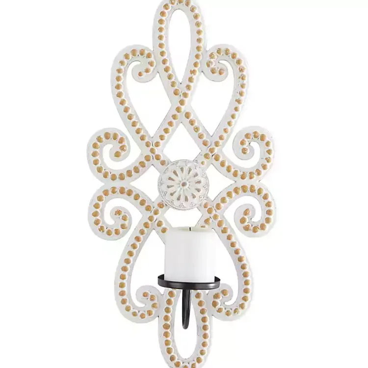 Hot Whitewash Beaded Scroll Sconce Sconces