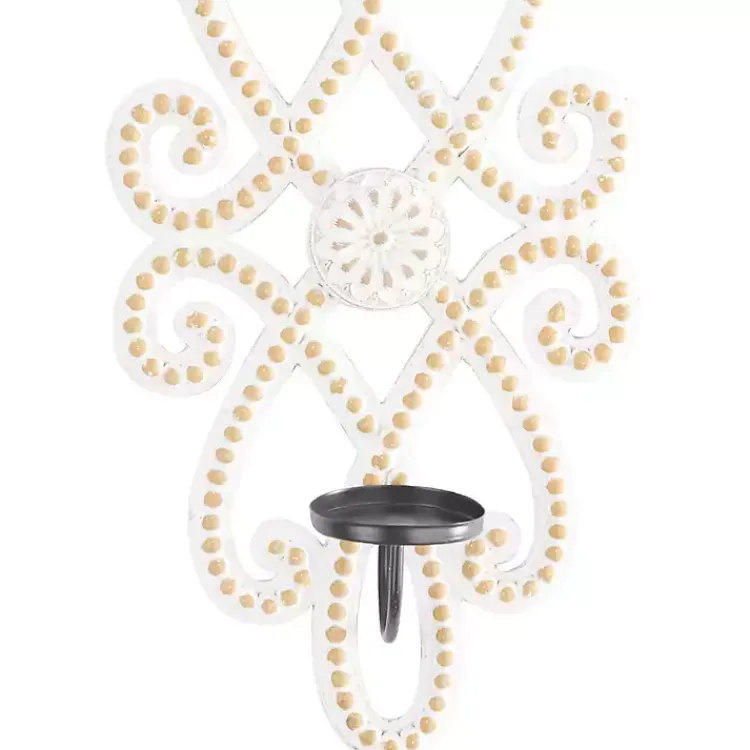 Hot Whitewash Beaded Scroll Sconce Sconces