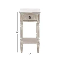 Kirklands Home Accent & End Tables|Whitewash Distressed Wood Accent Table Brown