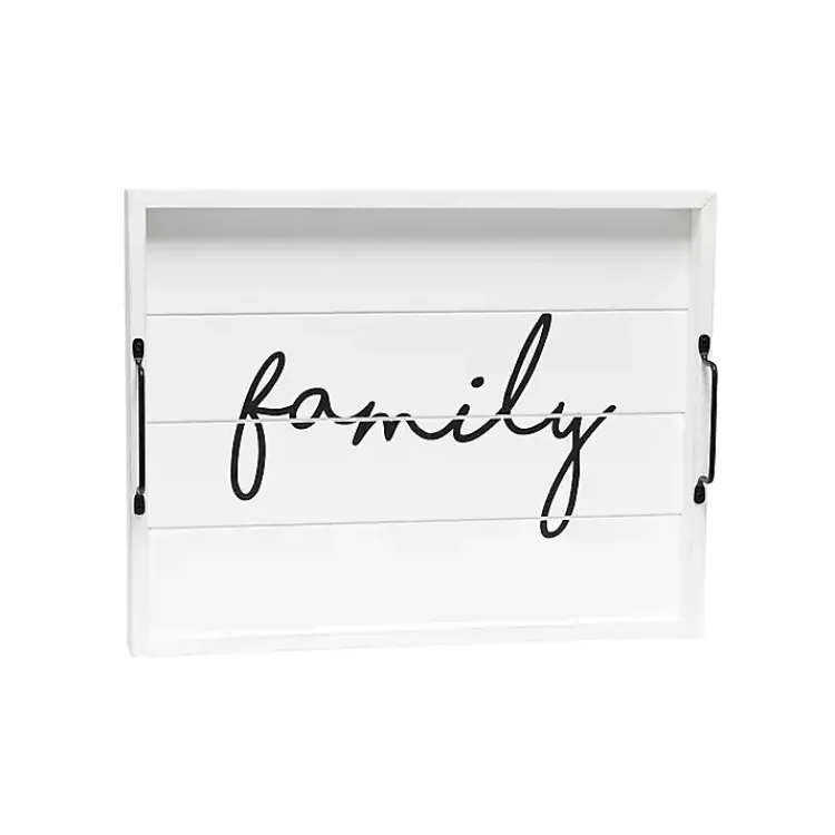 Clearance Whitewash Family Wooden Tray Decorative Trays