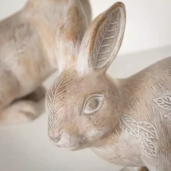 Best Whitewash Floral Boho Bunny Figurines, Set of 2 Easter Decorations