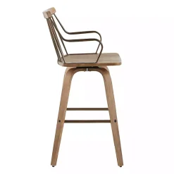 Kirklands Home Bar Stools & Counter Height Stools|Whitewash Poplar Wood Swivel Counter Stool Tan