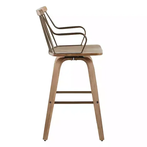 Kirklands Home Bar Stools & Counter Height Stools|Whitewash Poplar Wood Swivel Counter Stool Tan