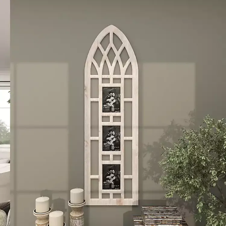 Clearance Whitewash Window Arch 3-Opening Collage Frame Collage Frames