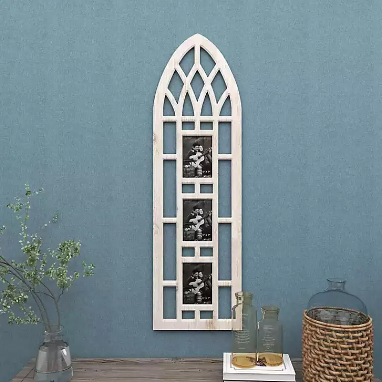 Clearance Whitewash Window Arch 3-Opening Collage Frame Collage Frames