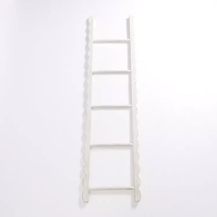 Online wash Wood Scalloped Decorative Ladder Decorative Accents