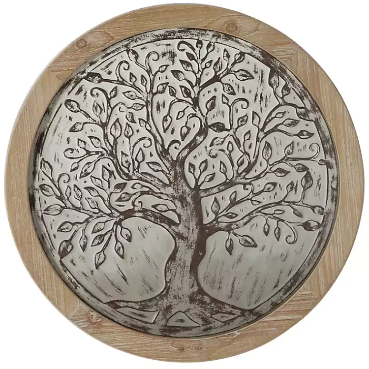 Kirklands Home Wall Plaques|Whitewashed Bronze Tree Framed Wall Plaque