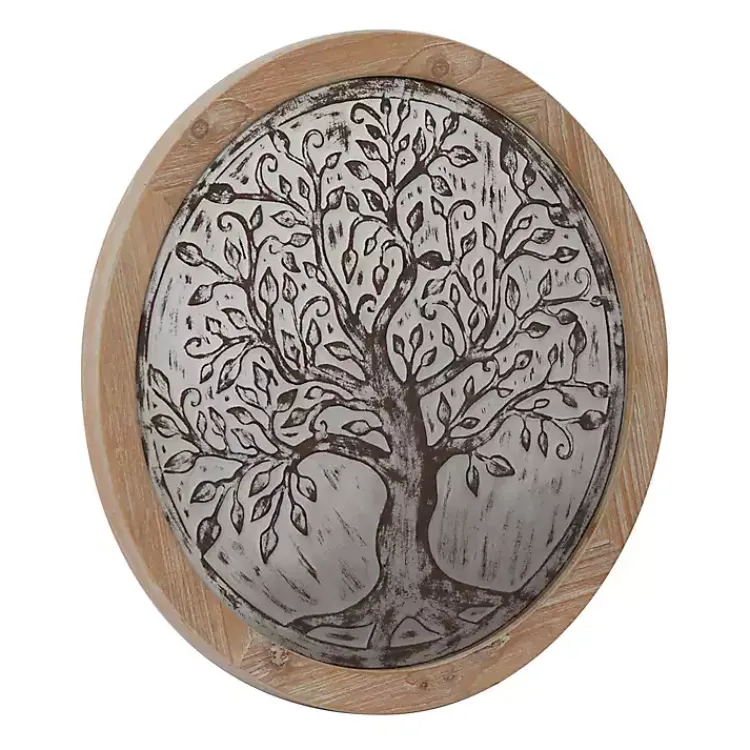 Kirklands Home Wall Plaques|Whitewashed Bronze Tree Framed Wall Plaque