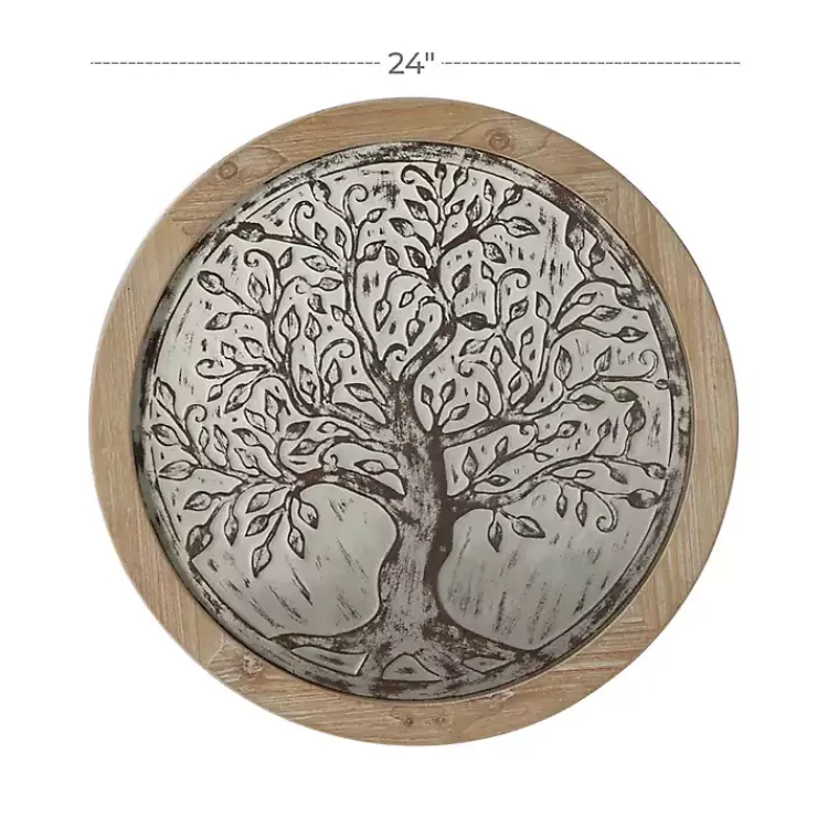 Kirklands Home Wall Plaques|Whitewashed Bronze Tree Framed Wall Plaque