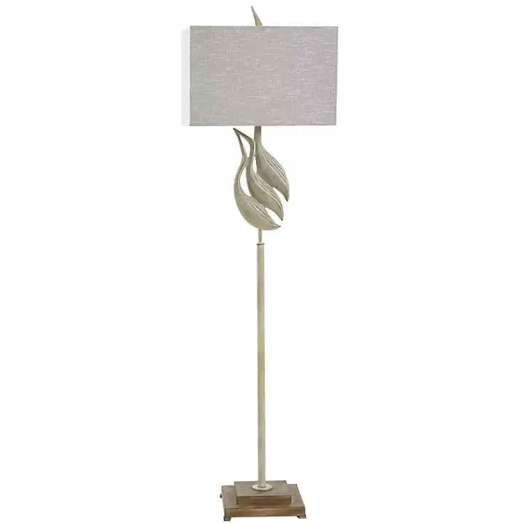 Kirklands Home Floor Lamps|Whitewashed Carved Egrets Floor Lamp Tan
