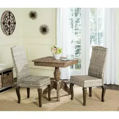 Kirklands Home Dining Chairs|Whitewashed Kubu Rattan Dining Chairs, Set of 2 Ivory