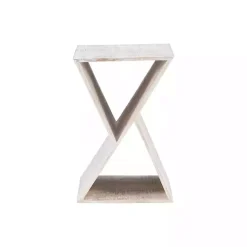Kirklands Home Accent & End Tables|washed Mango Wood Hourglass Accent Table White