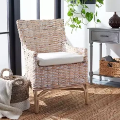 Kirklands Home Accent Chairs|washed Rattan Cristen Accent Chair White