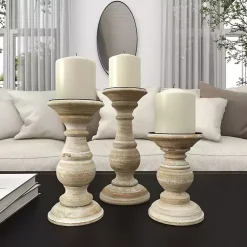 Discount Whitewashed Rustic 3-pc. Candle Holder Set Candle Holders