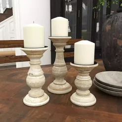 Discount Whitewashed Rustic 3-pc. Candle Holder Set Candle Holders