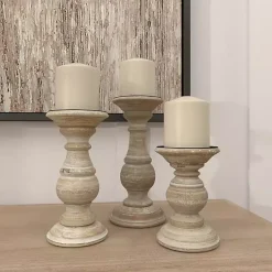 Discount Whitewashed Rustic 3-pc. Candle Holder Set Candle Holders