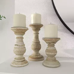 Discount Whitewashed Rustic 3-pc. Candle Holder Set Candle Holders