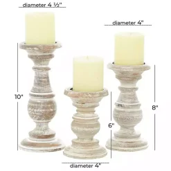 Discount Whitewashed Rustic 3-pc. Candle Holder Set Candle Holders