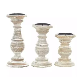 Discount Whitewashed Rustic 3-pc. Candle Holder Set Candle Holders