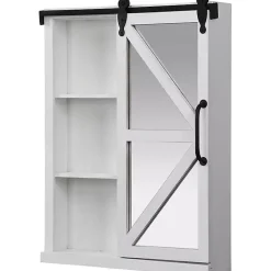 Kirklands Home Decorative Mirrors|washed Sliding Barn Door Wall Cabinet White