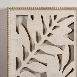 Kirklands Home Wall Plaques|washed Wood Fern Wall Plaques, Set of 2 White