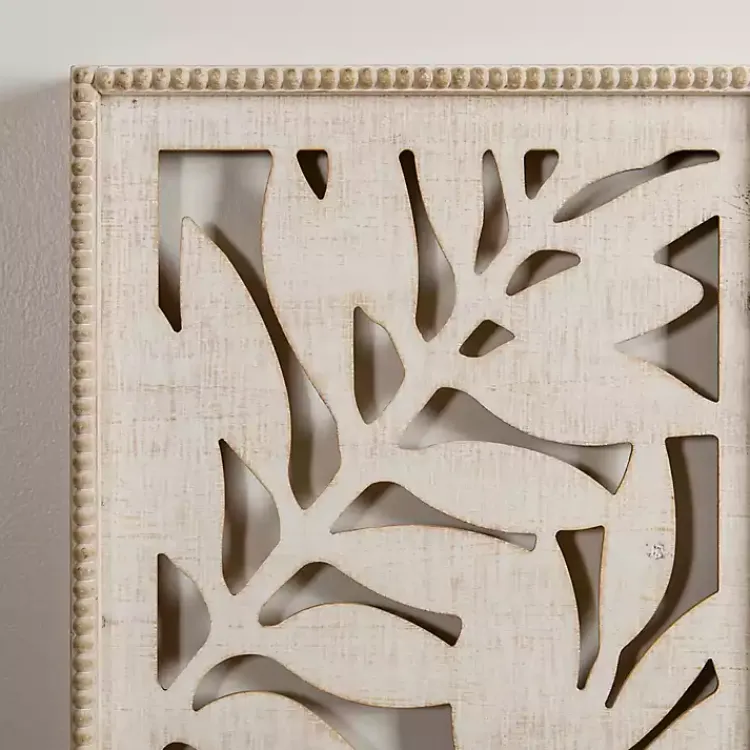 Kirklands Home Wall Plaques|washed Wood Fern Wall Plaques, Set of 2 White