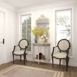 Kirklands Home Entryway Furniture|Whitewashed Wood Half Moon Console Table Brown