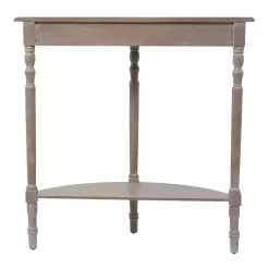 Kirklands Home Entryway Furniture|Whitewashed Wood Half Moon Console Table Brown