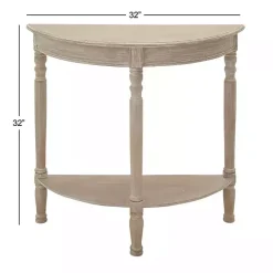 Kirklands Home Entryway Furniture|Whitewashed Wood Half Moon Console Table Brown