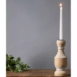 New Whitewashed Wood Taper Candle Holder, 9 in. Candle Holders