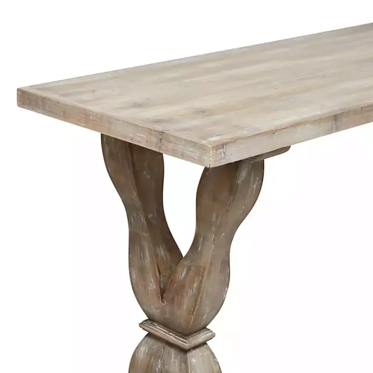 Kirklands Home Console Tables|Whitewashed Wood Trestle Base Console Table