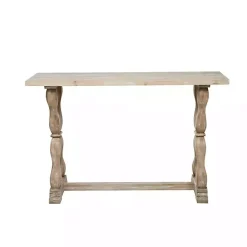 Kirklands Home Console Tables|Whitewashed Wood Trestle Base Console Table